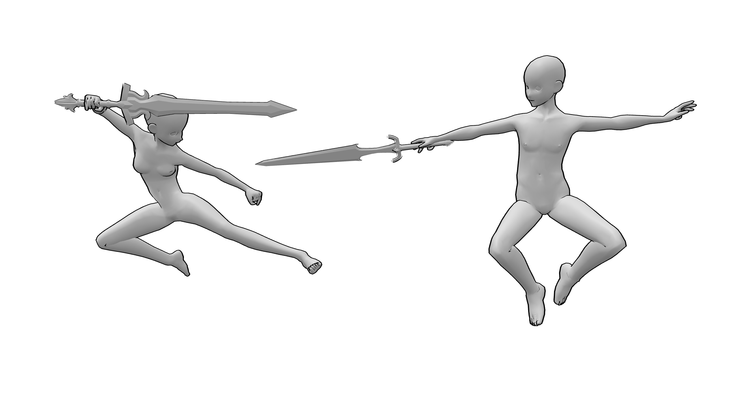 持剑跃击姿态