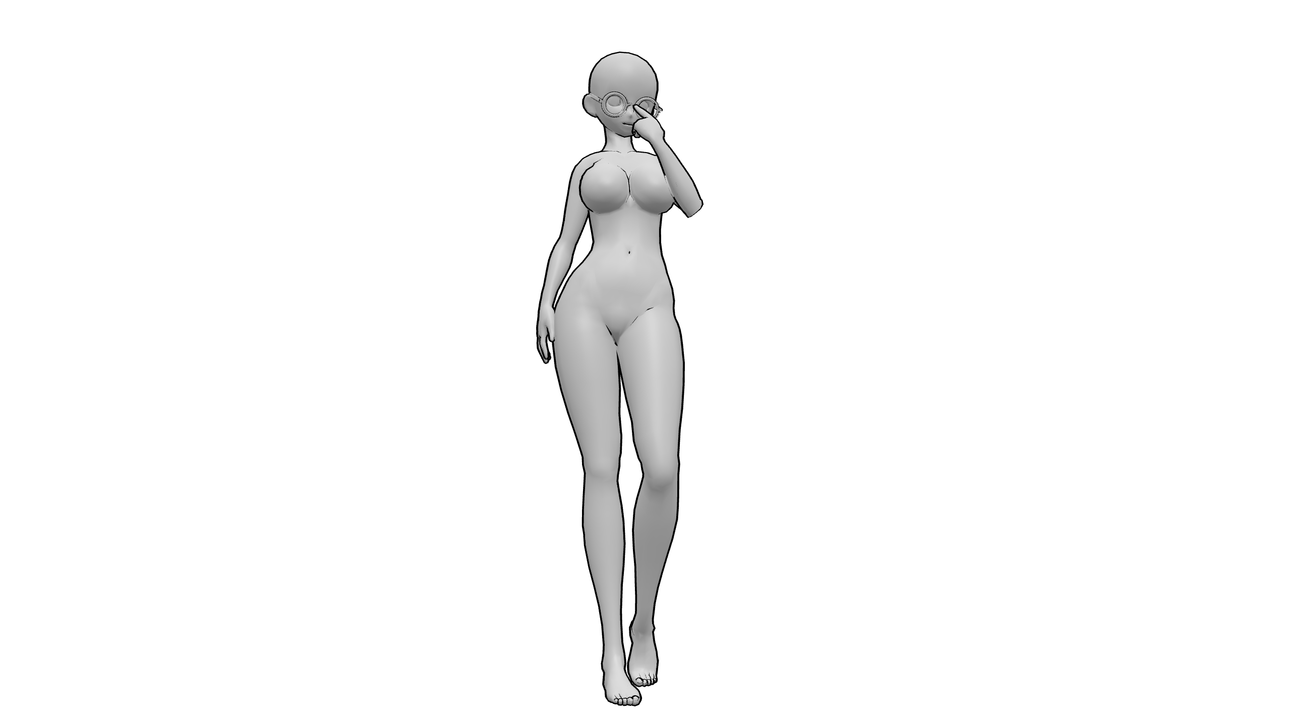 扶眼镜站立