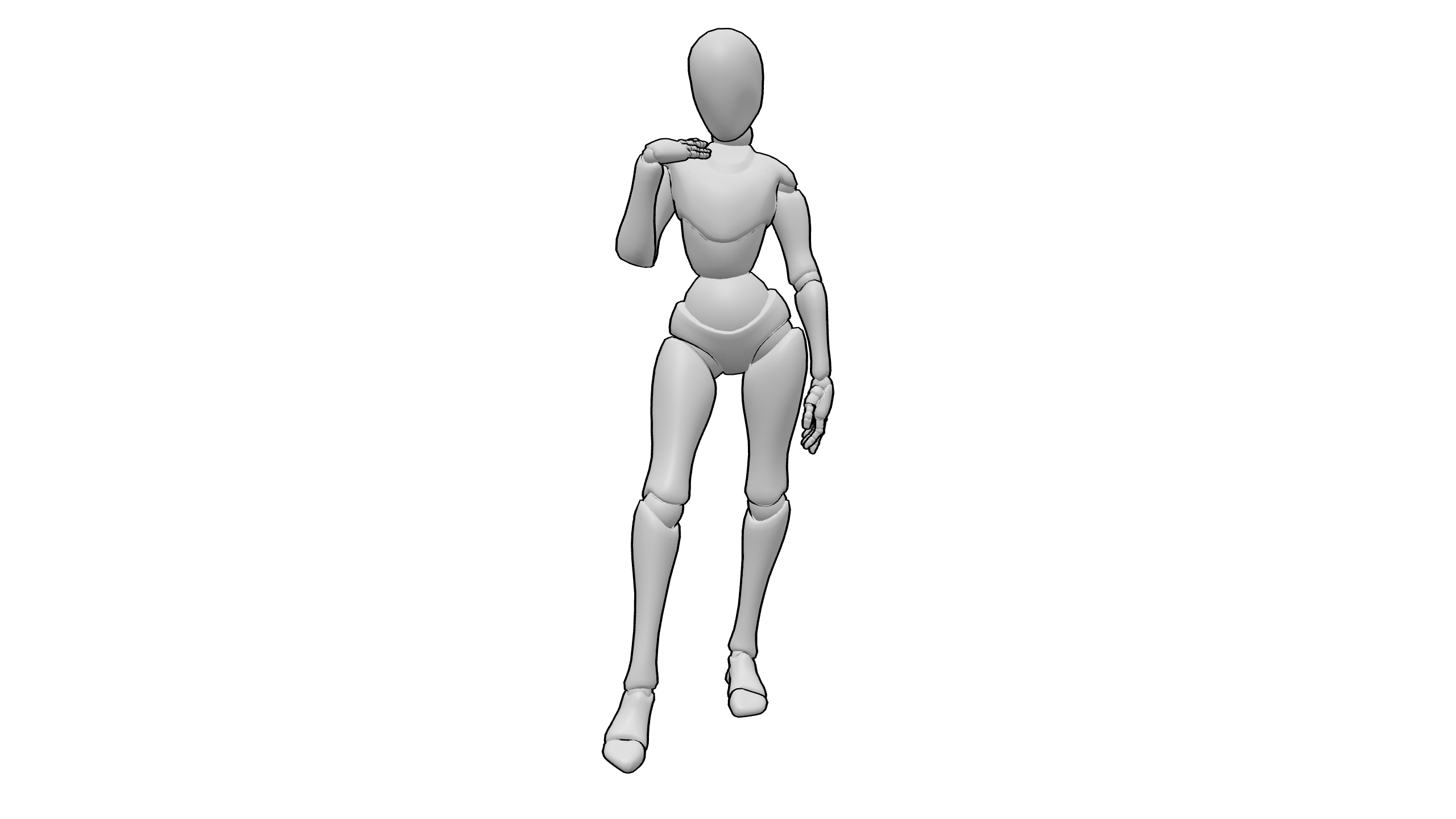 右手抬至脸前站立