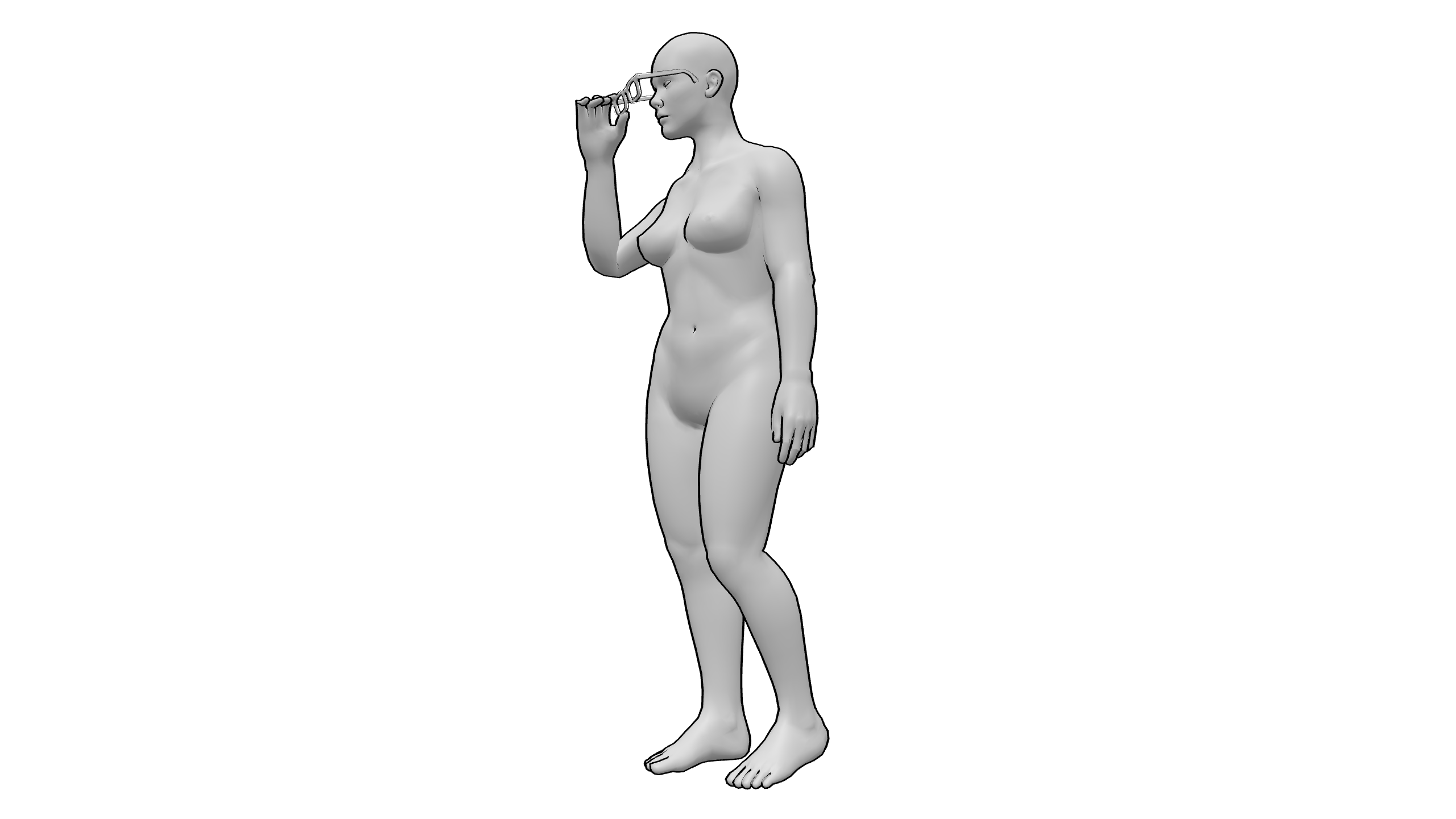 抬手扶眼镜