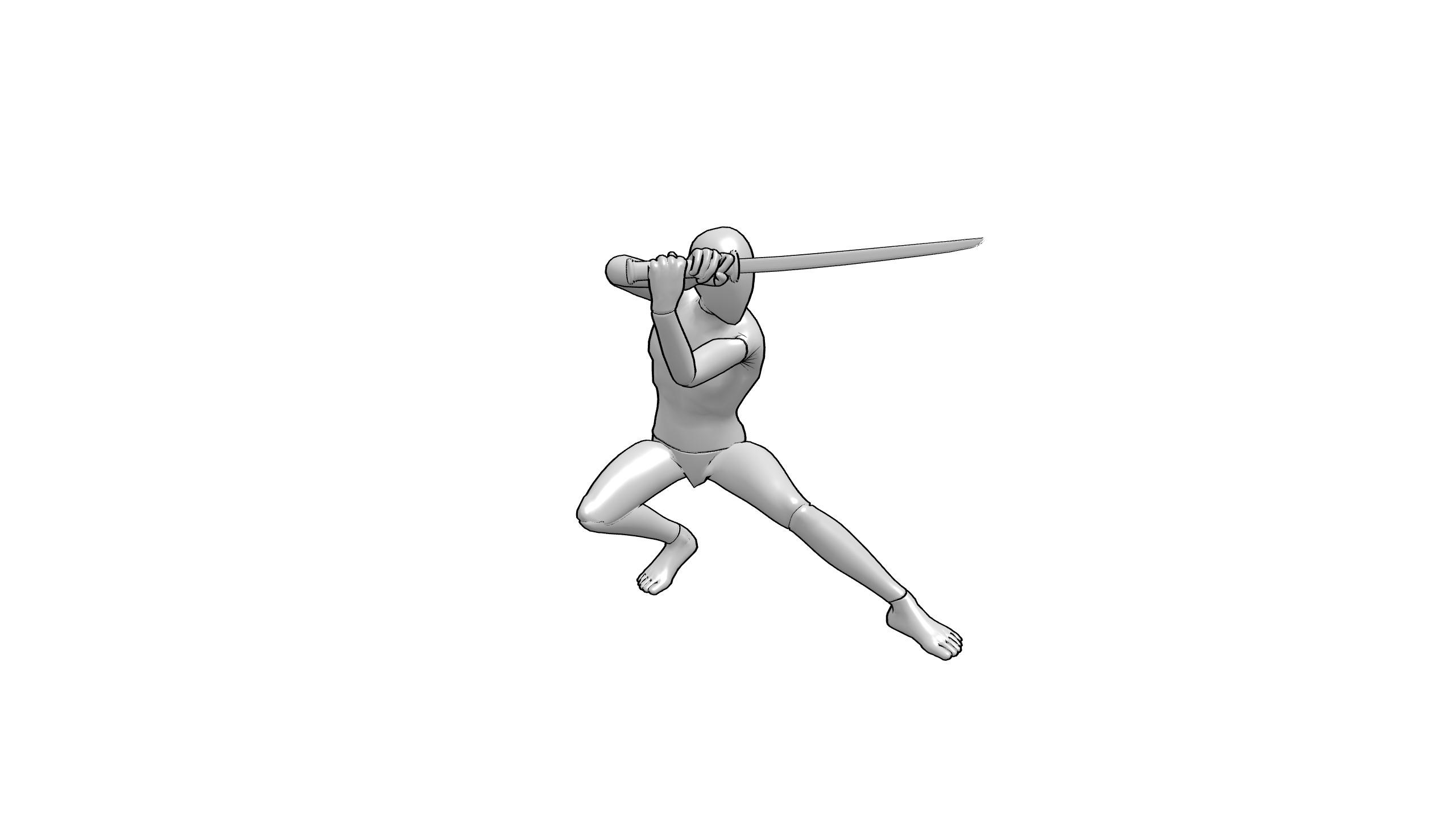 武士刀防御姿态