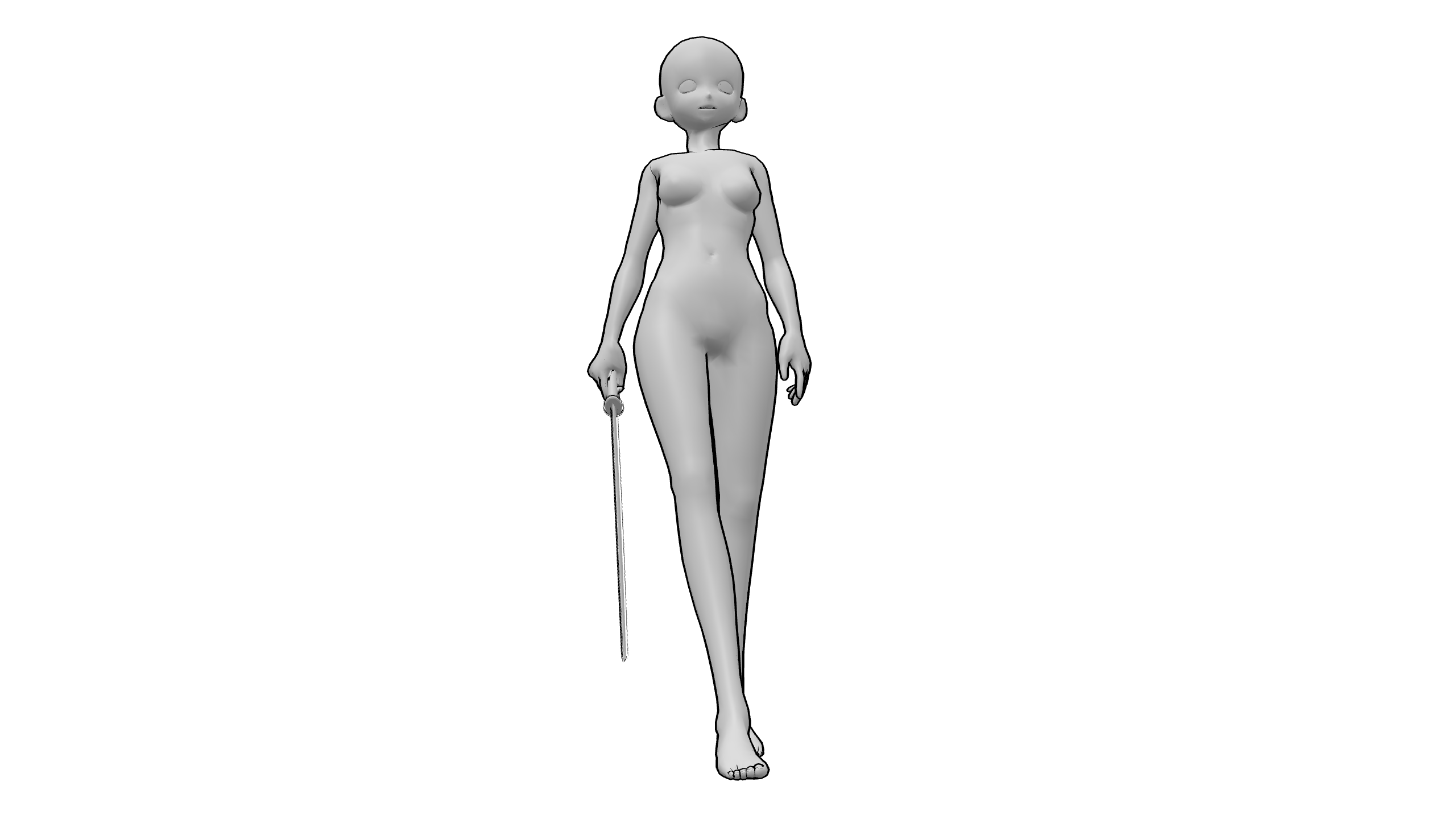 持杖站立