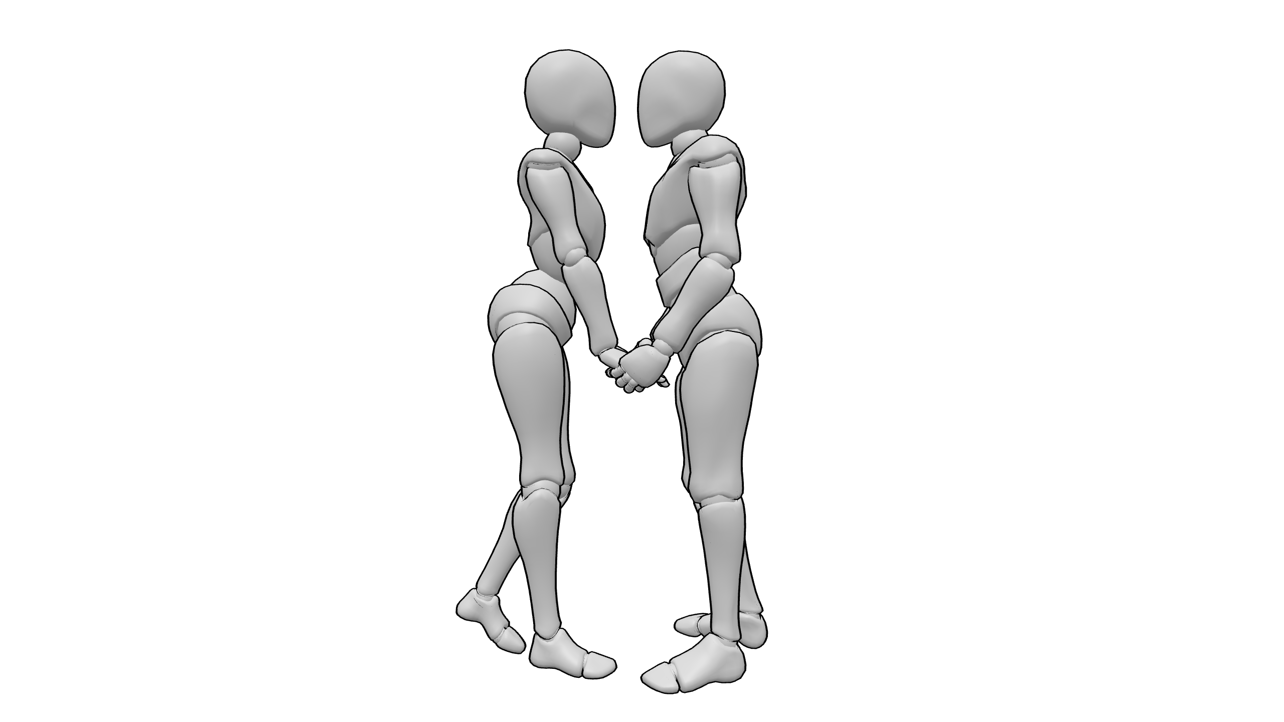 牵手站立
