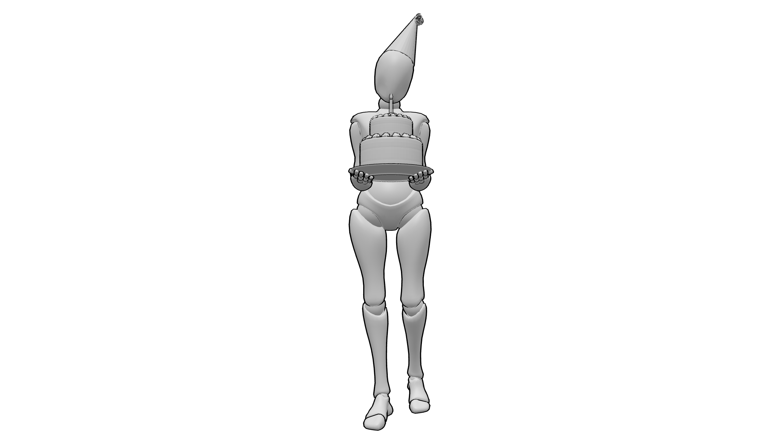 端蛋糕站立