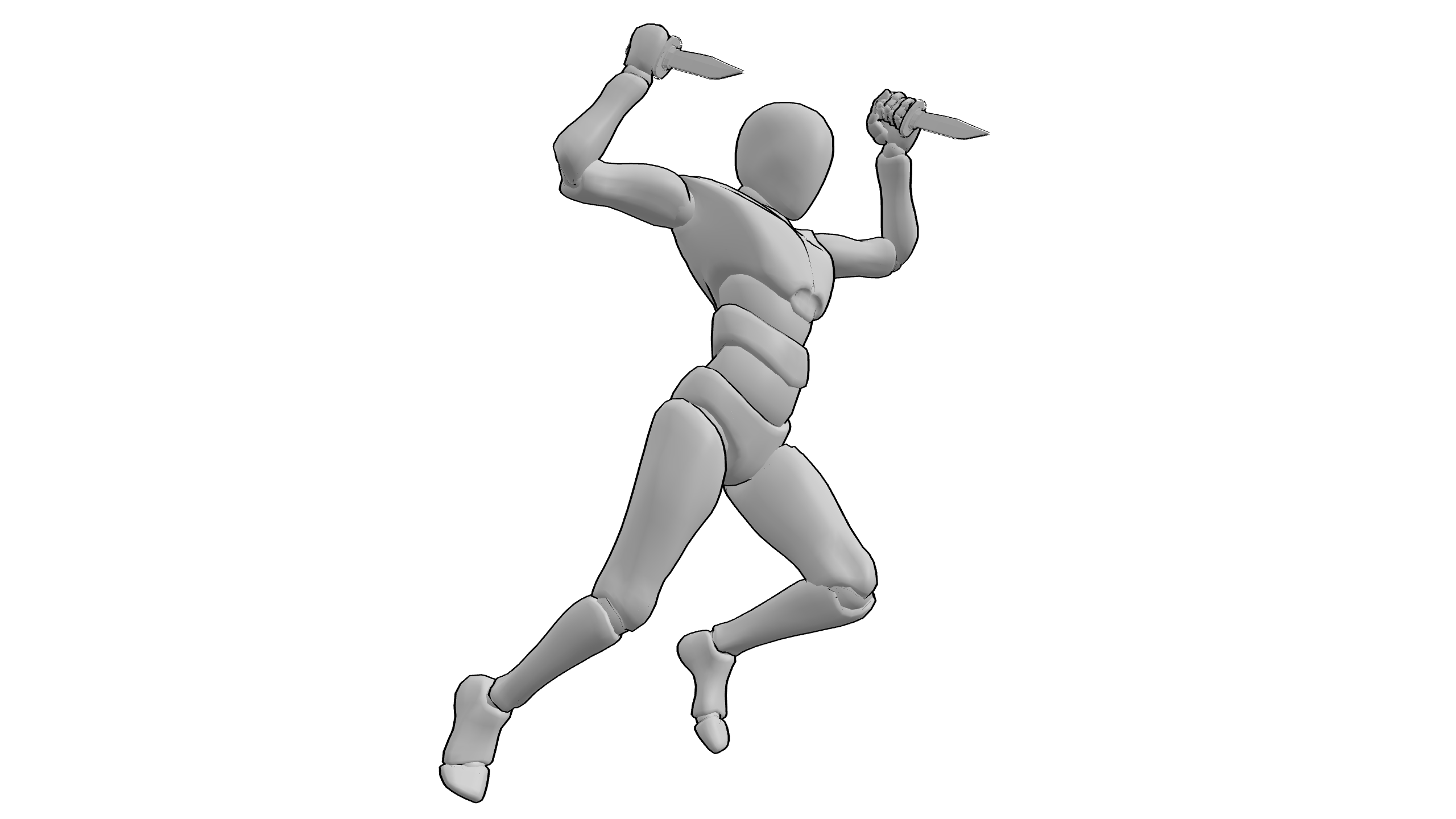 持刀跳跃姿态