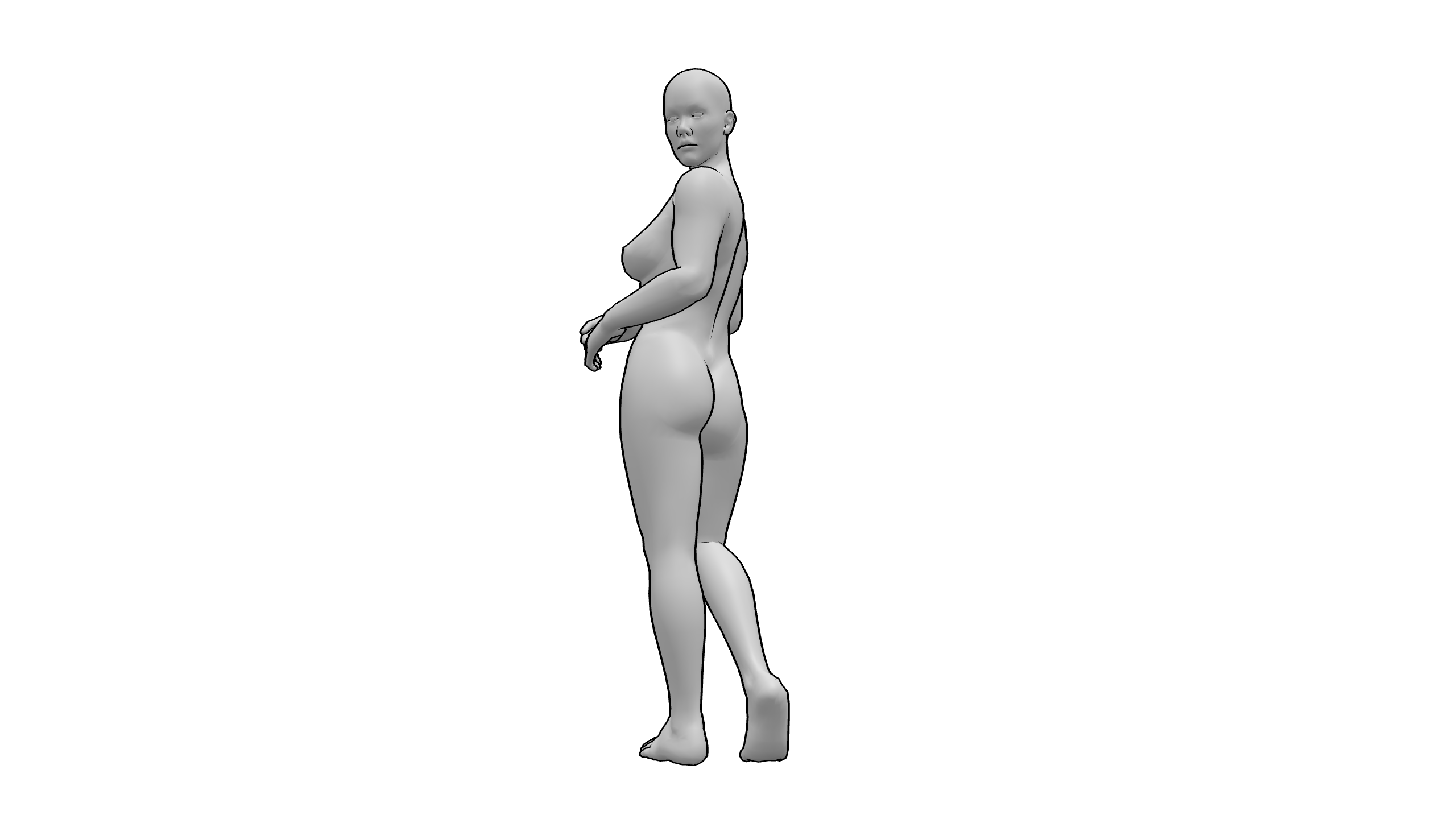 侧身回眸站立