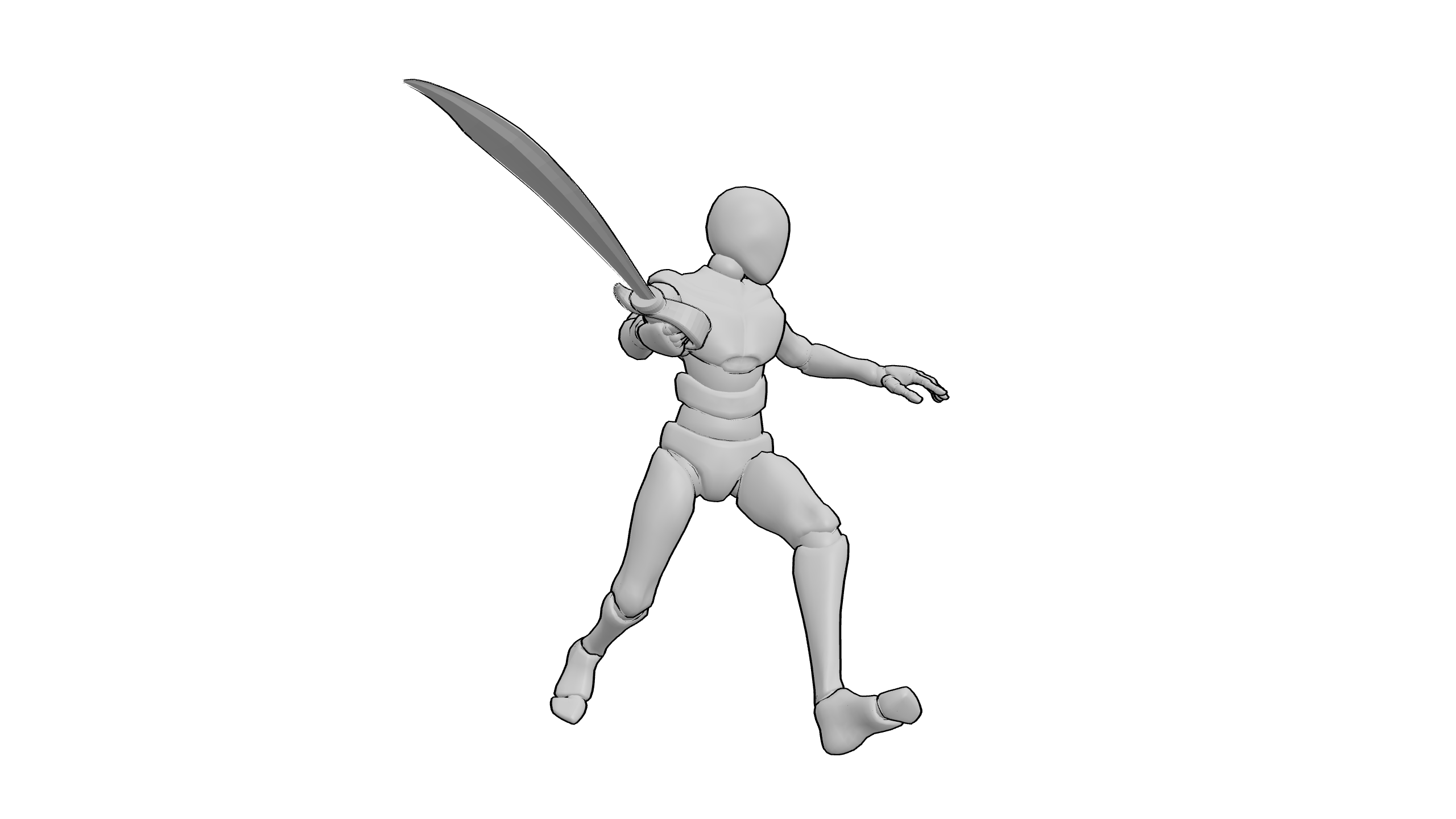 持剑冲锋姿态