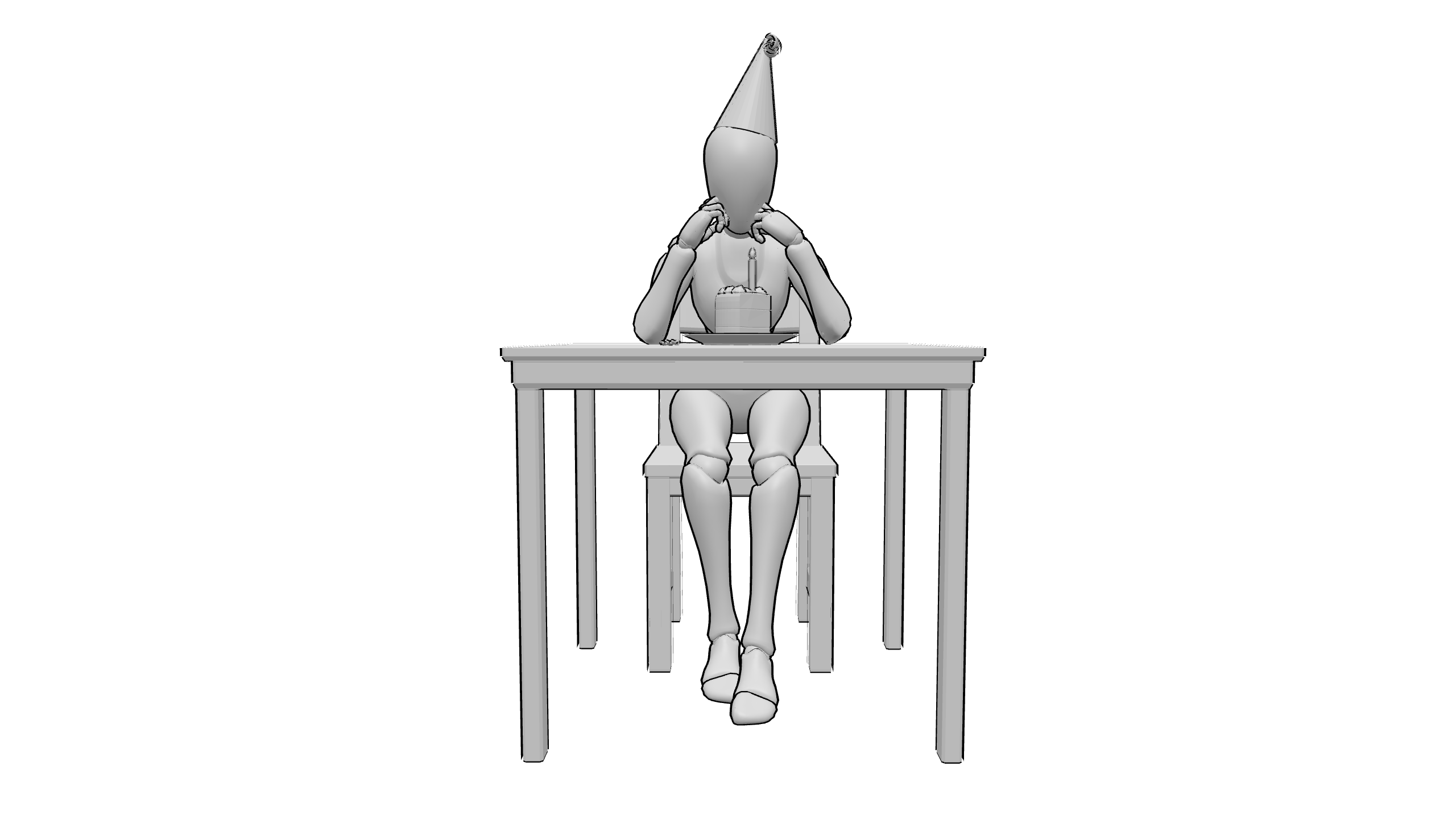戴帽捂脸坐桌前