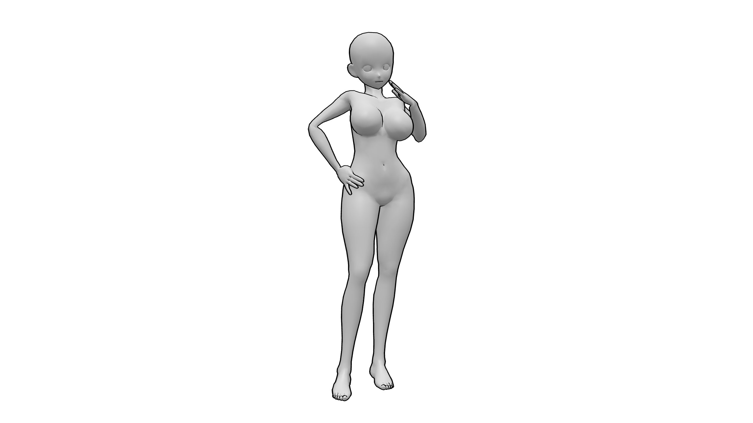 叉腰抬手站姿